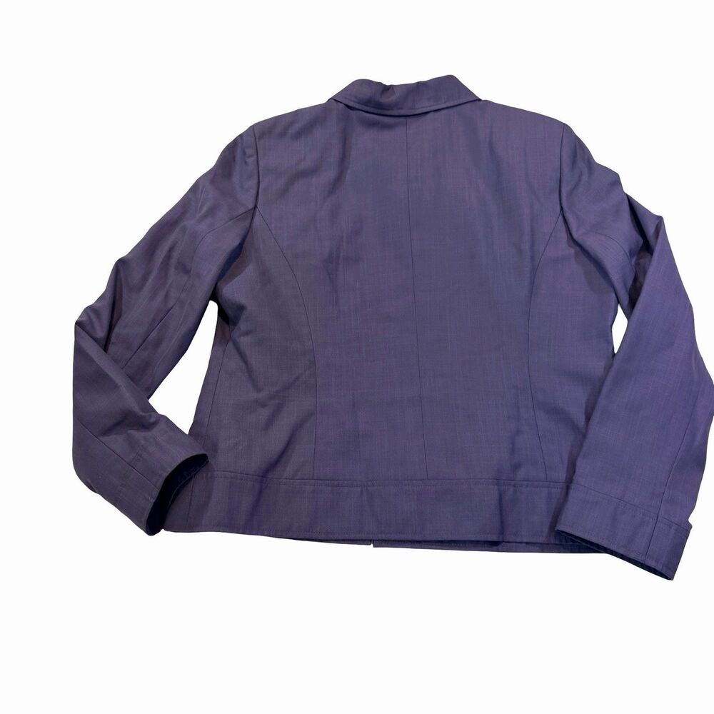Oscar de la Renta Jacket women's Size 16 Purple Lined Full Zip Pockets Collared - Picture 2 of 7
